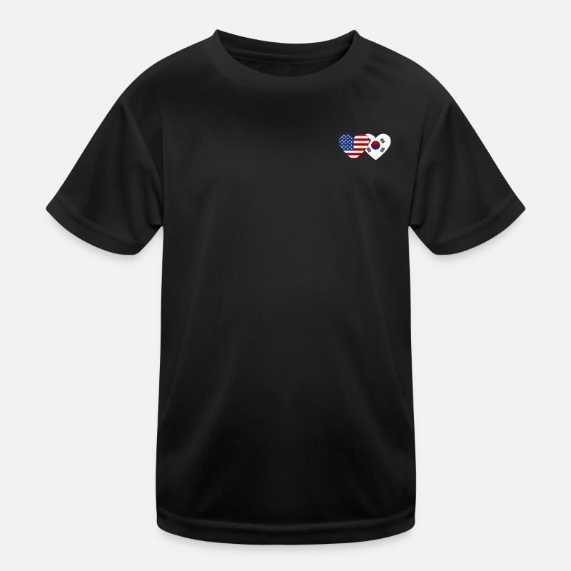 États-Unis, Corée du Sud, Drapeau Coeur T-shirt sport Enfant
