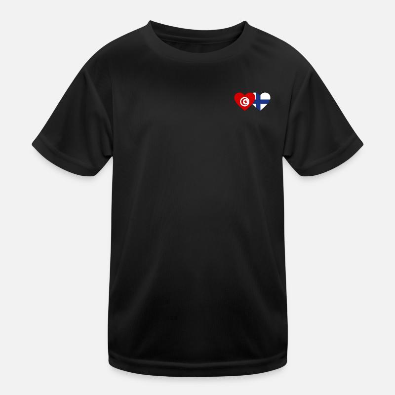Tunisie Finlande Drapeau Coeur T-shirt sport Enfant