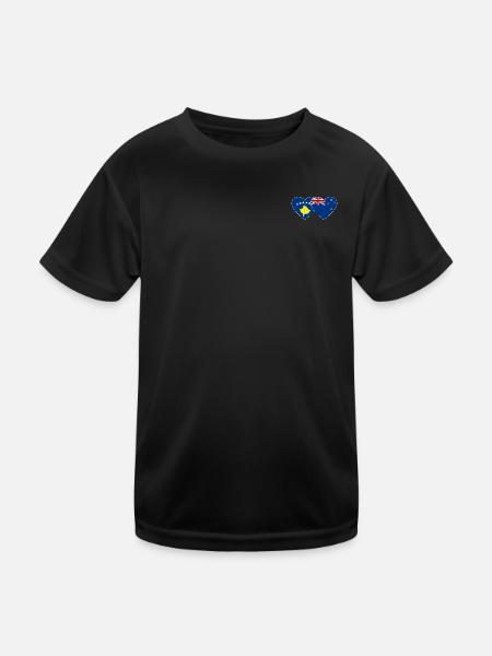Kosovo Neuseeland Flagge - Kinder Funktions-T-Shirt - Schwarz