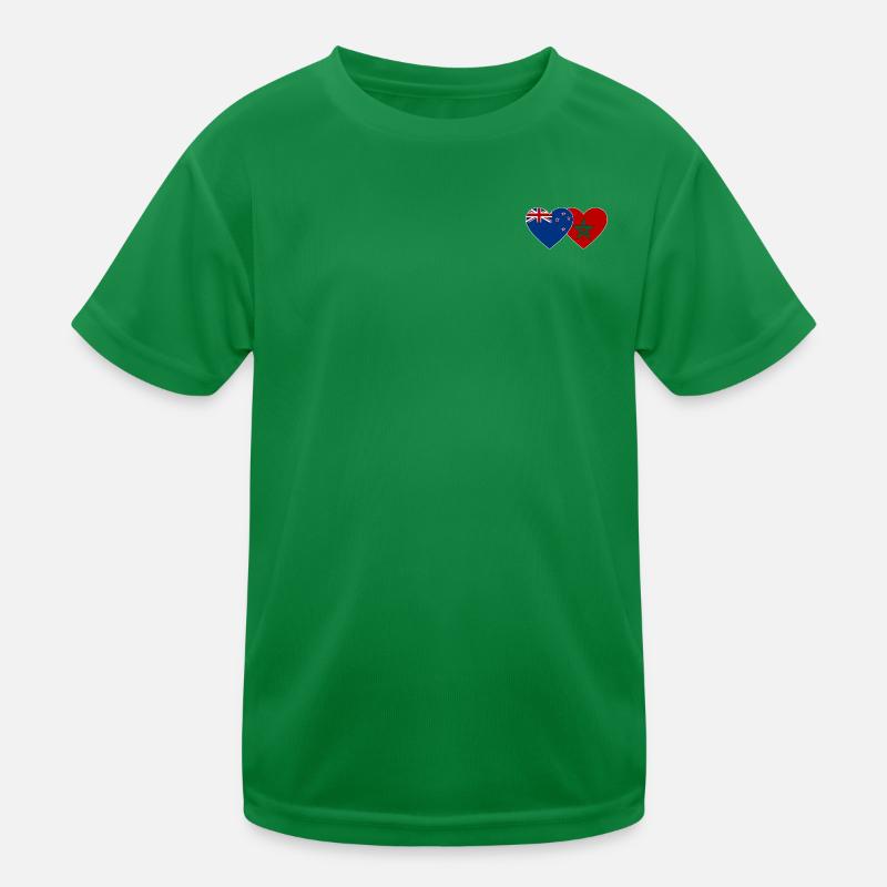 Neuseeland Marokko Flagge Herz Kinder Funktions-T-Shirt