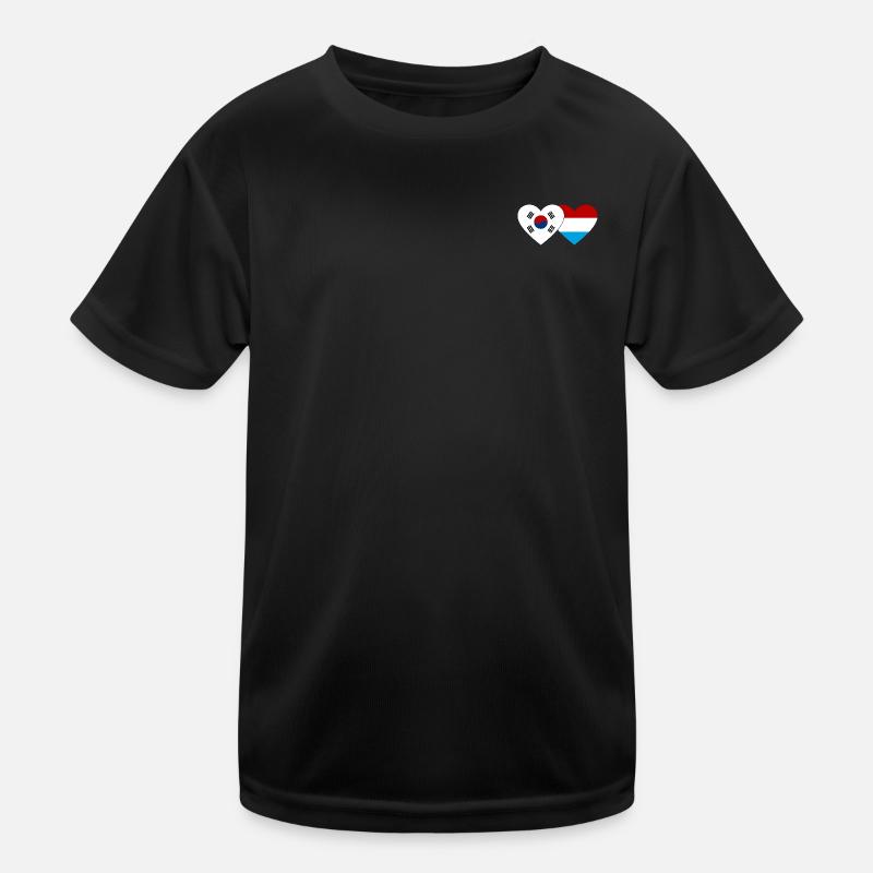 Südkorea Luxemburg Flagge Herz Kinder Funktions-T-Shirt
