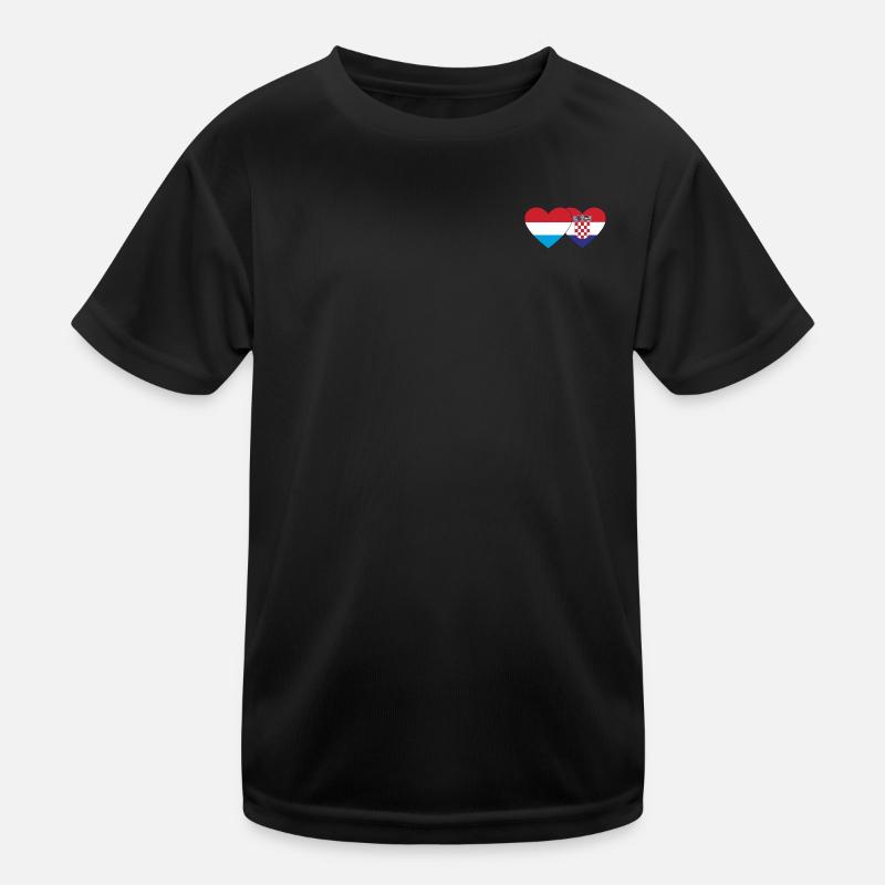 Luxembourg Croatia Flag Heart Kids Functional T-Shirt
