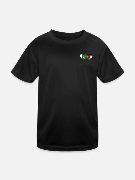 Pakistan Jordan Flag Heart - Kids Functional T-Shirt - black - Front