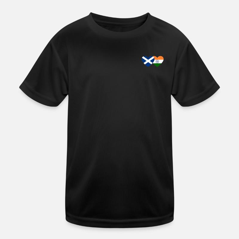 Scotland India Flag Heart Kids Functional T-Shirt