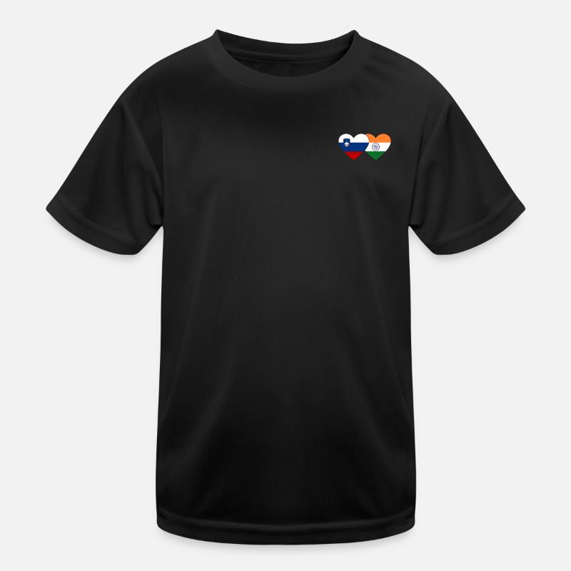 Slovenia India Flag Heart Kids Functional T-Shirt