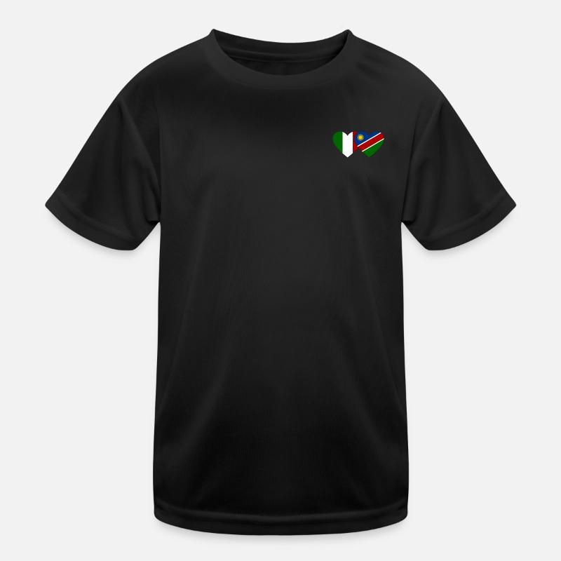 Italien Namibia Flagge Herz - Kinder Funktions-T-Shirt - Schwarz