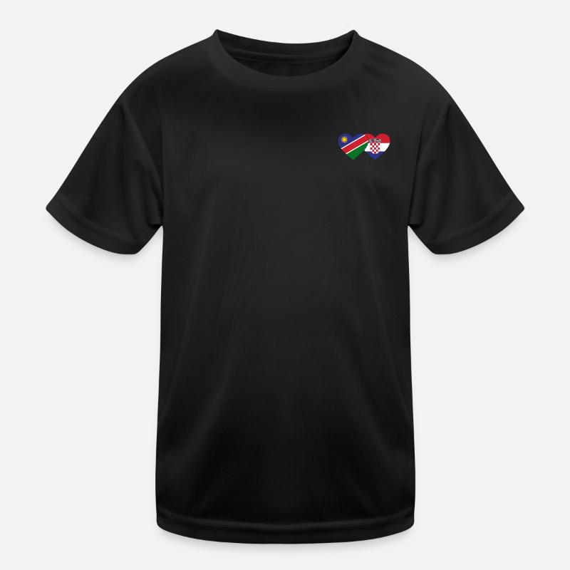 Namibia Kroatien Flagge Herz Kinder Funktions-T-Shirt