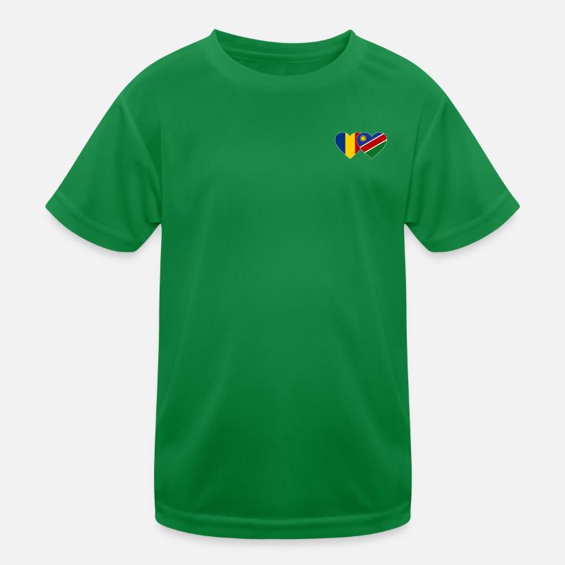 Rumänien Namibia Flagge Herz Kinder Funktions-T-Shirt