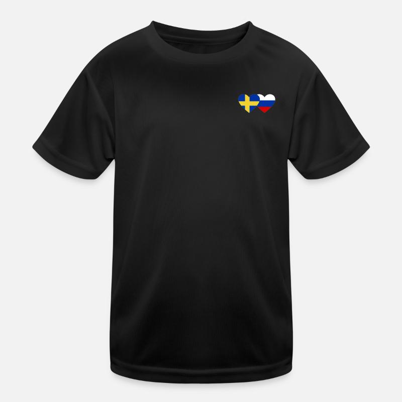 Schweden Russalnd Flagge Herz Kinder Funktions-T-Shirt