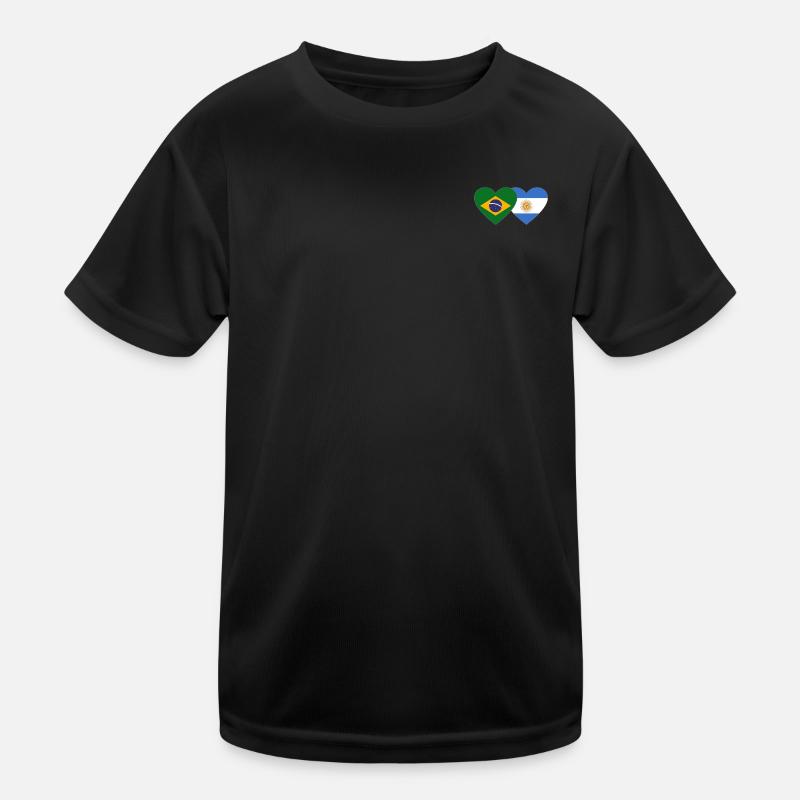 Brésil Argentine Drapeau Coeur T-shirt sport Enfant