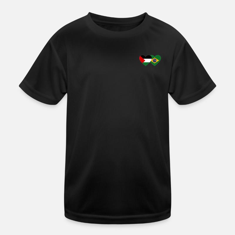 Palästina Brasilien Flagge Herz Kinder Funktions-T-Shirt