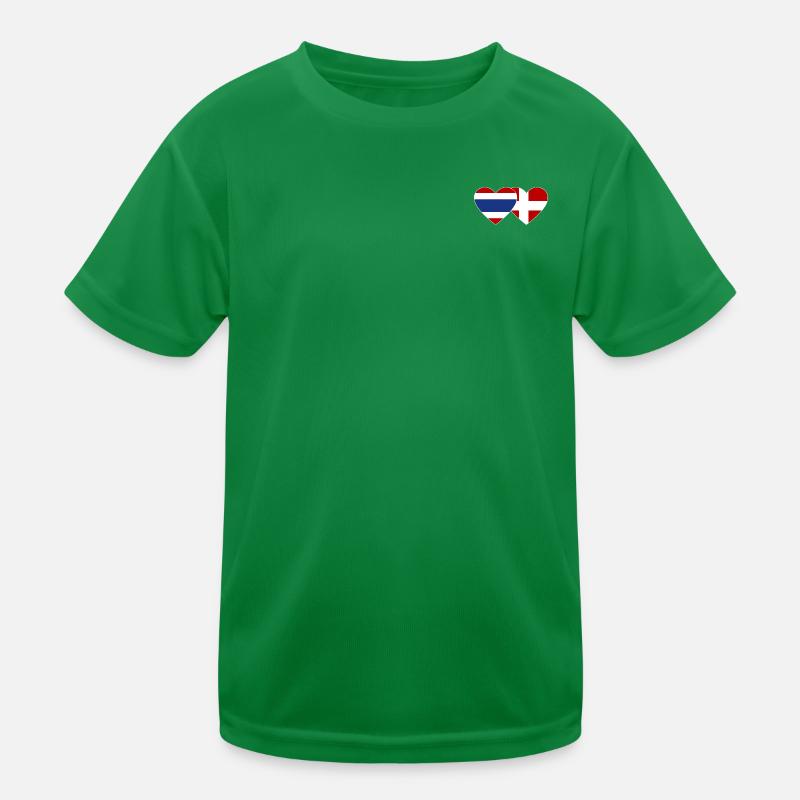 Coeur de drapeau Thaïlande Danemark T-shirt sport Enfant