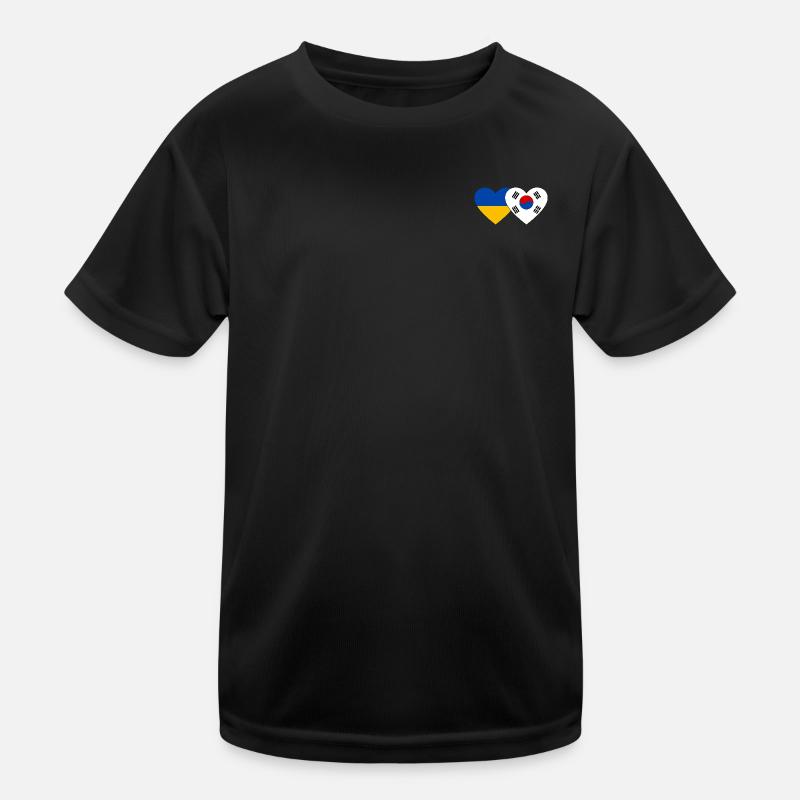 Ukraine Südkorea Flagge Herz Kinder Funktions-T-Shirt