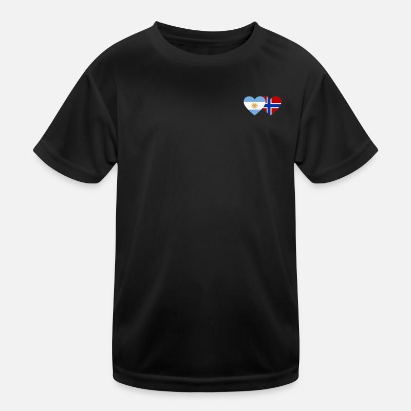 Argentine Norvège Drapeau Coeur T-shirt sport Enfant
