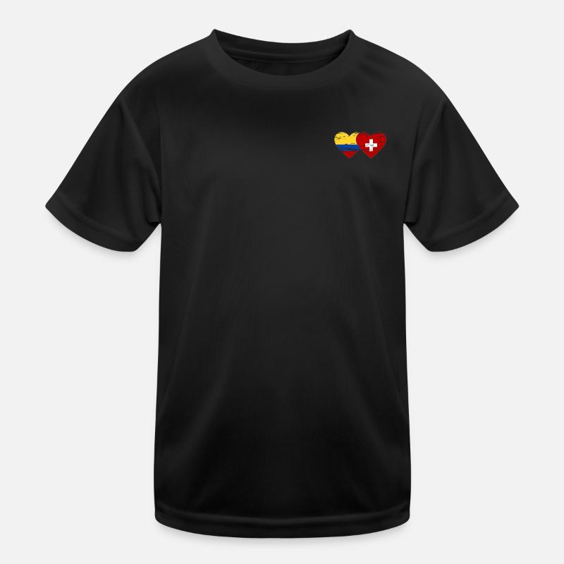 Kolumbien Schweiz Flagge Herz used Kinder Funktions-T-Shirt