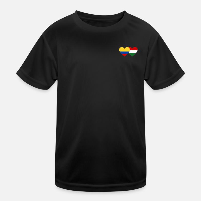 Colombie Hongrie Drapeau Coeur T-shirt sport Enfant