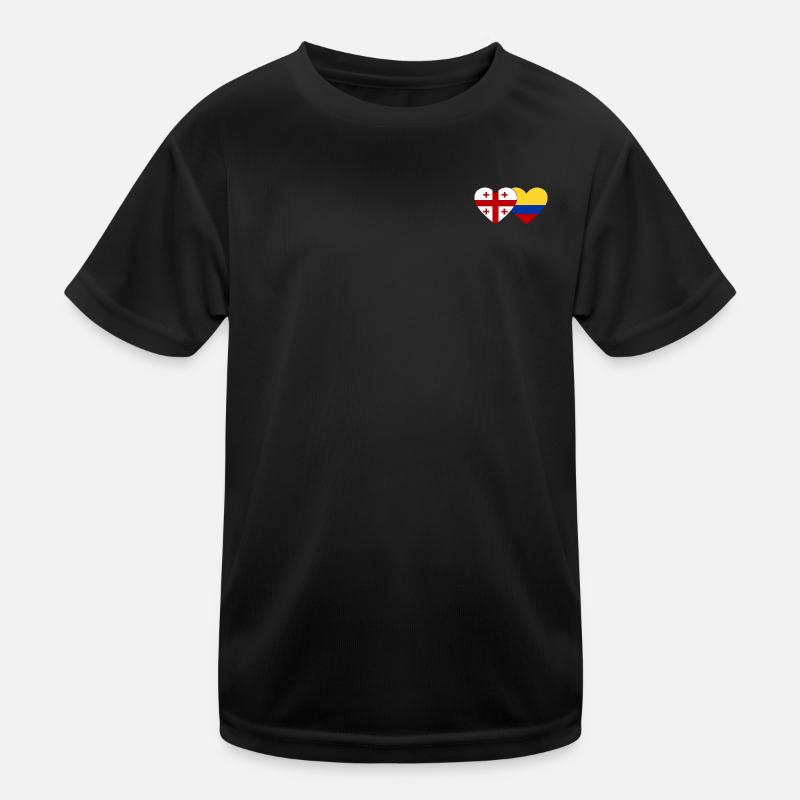 Georgien Kolumbien Flagge Herz Kinder Funktions-T-Shirt