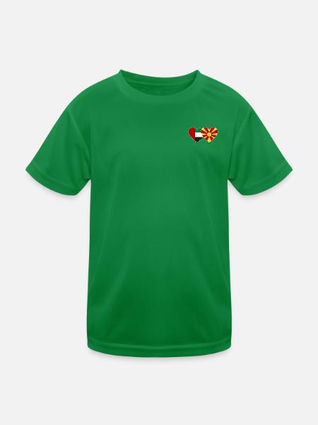United Arab Emirates Macedonia Flag - Kids Functional T-Shirt - kelly green - Front