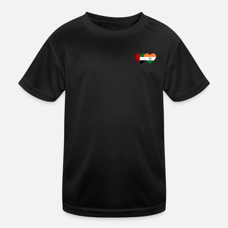 Émirats arabes unis Inde Drapeau Coeur T-shirt sport Enfant