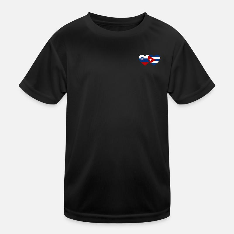 Slovénie Cuba Drapeau Coeur T-shirt sport Enfant