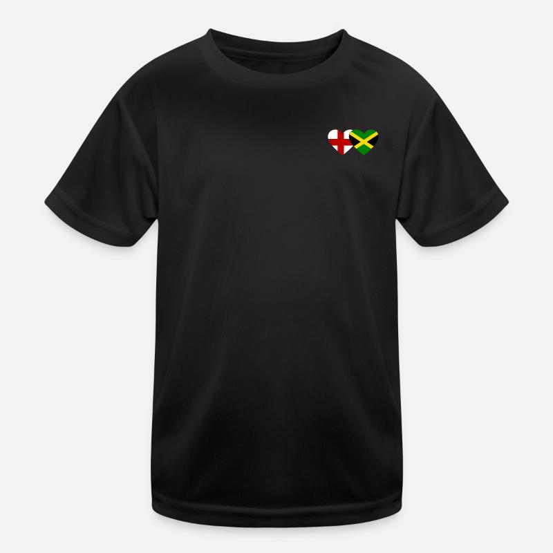 Angleterre Jamaïque Drapeau Coeur T-shirt sport Enfant