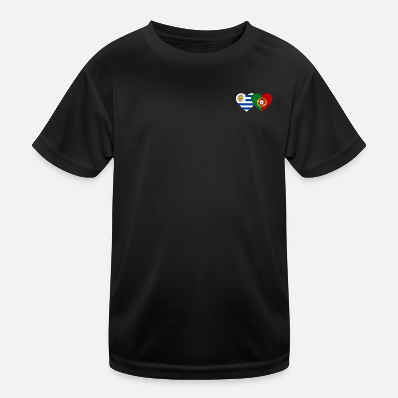 Uruguay Portugal Flagge Herz Kinder Funktions-T-Shirt