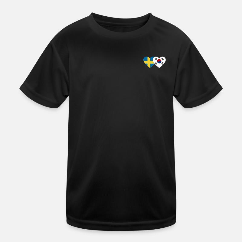 Schweden Südkorea Flagge Herz Kinder Funktions-T-Shirt