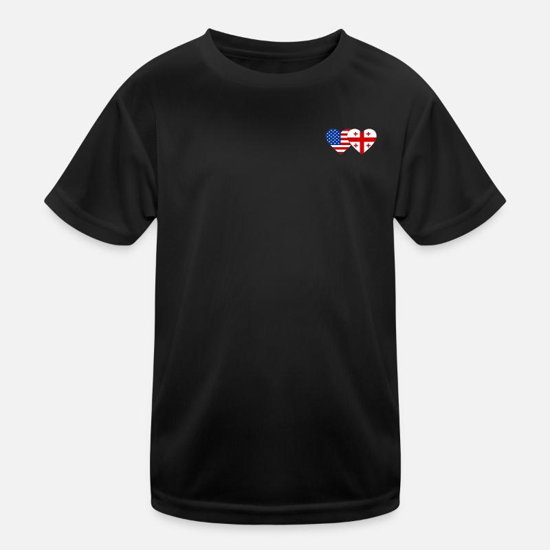 USA Georgien Flagge Herzform Kinder Funktions-T-Shirt