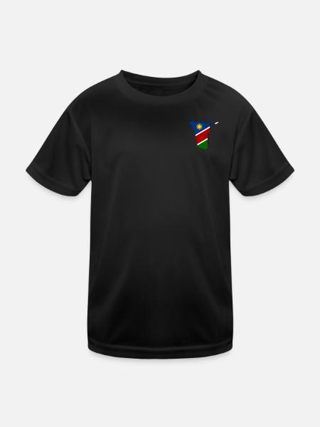 Namibia Flagge Landkarte - Kinder Funktions-T-Shirt - Schwarz - Vorne