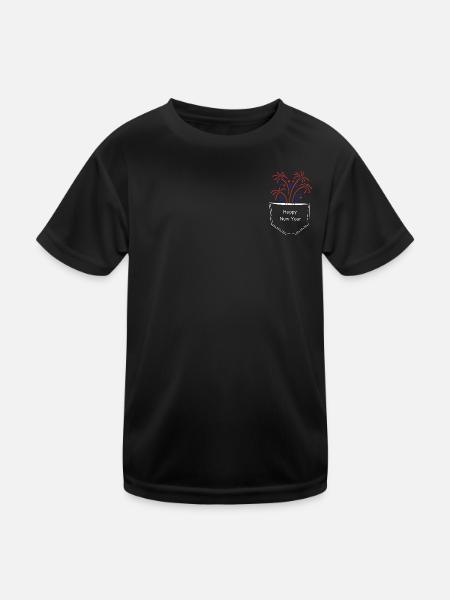 Pocket Feuerwerk 1 - Kinder Funktions-T-Shirt - Schwarz - Vorne