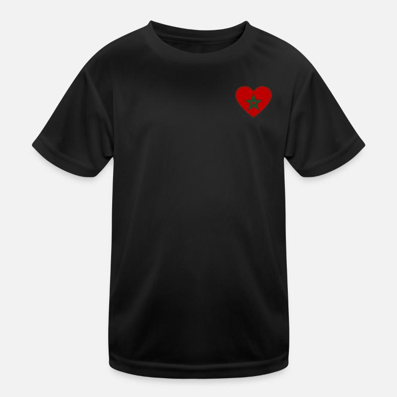 Morocco Flag Heart Kids Functional T-Shirt