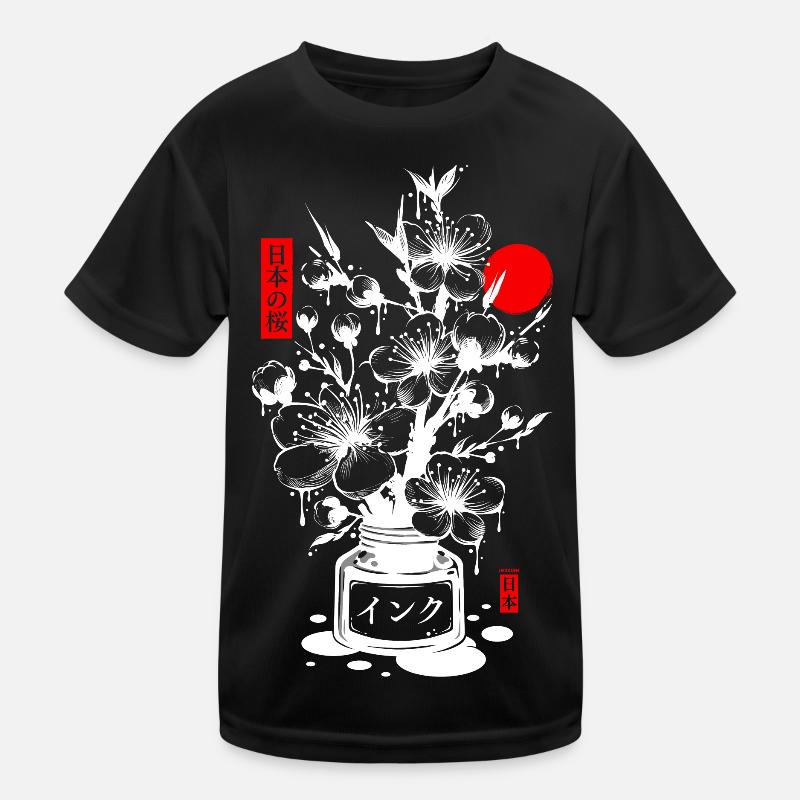 Japanese Cherry Ink - White Kids Functional T-Shirt