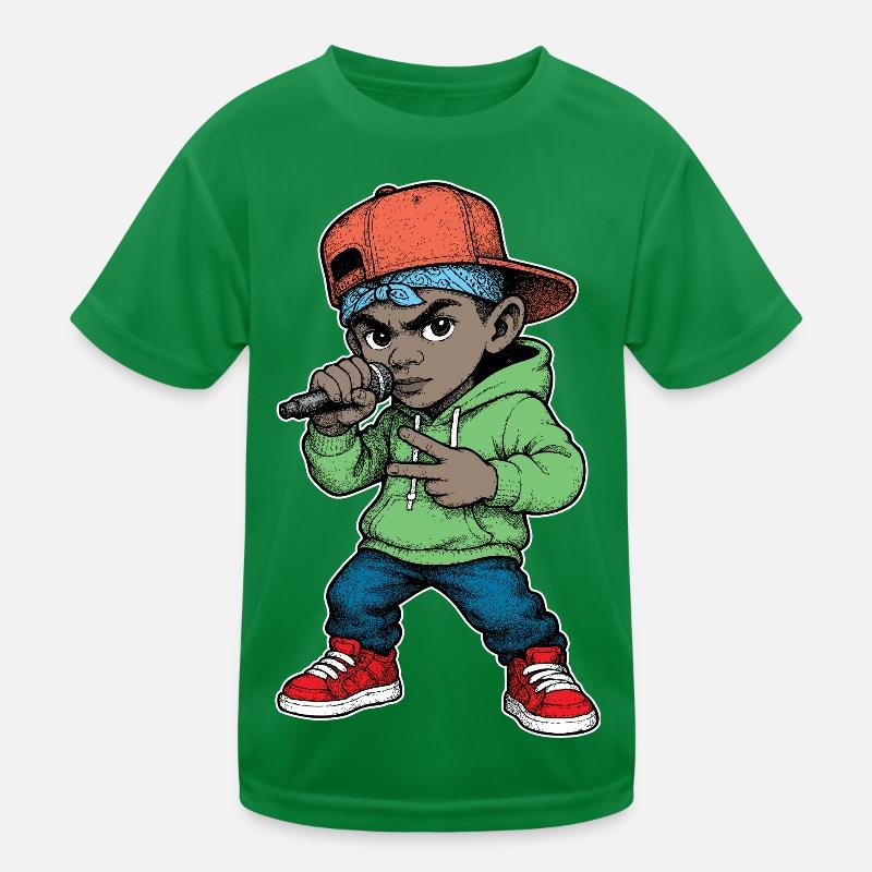 Junger Rapper-Junge mit Mikrofon Kinder Funktions-T-Shirt