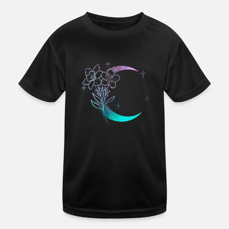 Mond mit Blumen dotwork tattoo Kinder Funktions-T-Shirt