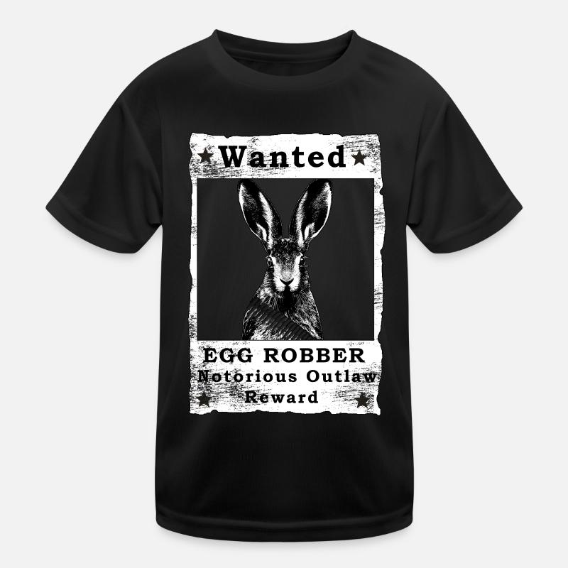 Easter Rabbbit Wanted Egg Robber OutlawTheft Kids Functional T-Shirt