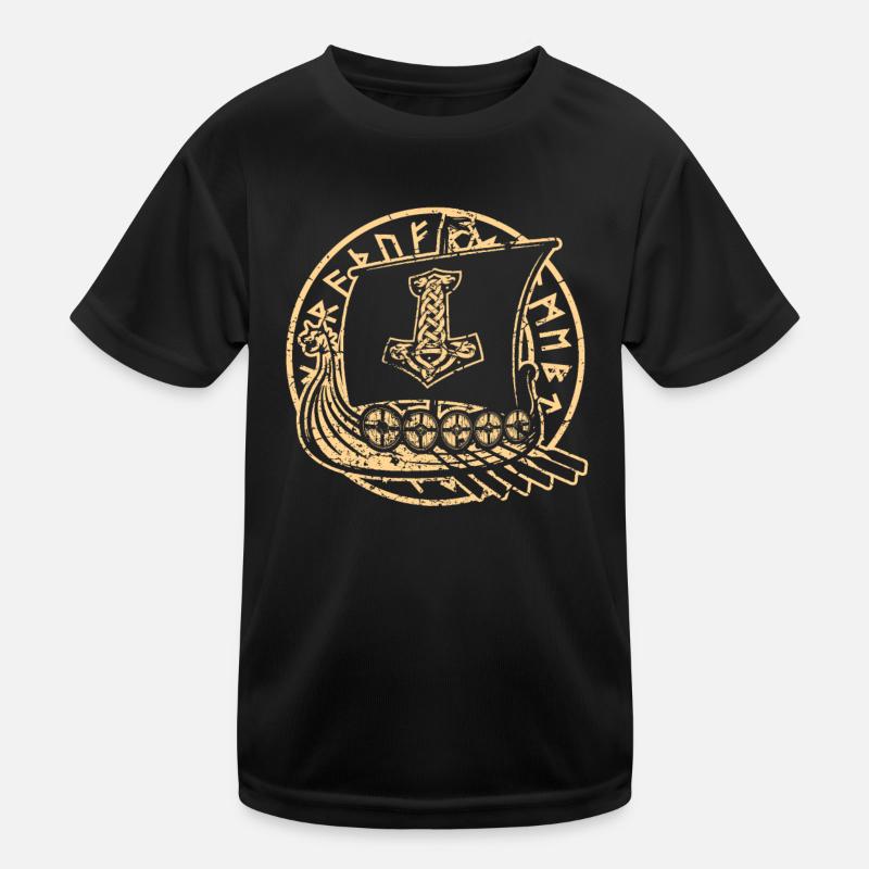 Wikinger Thor Valhalla Boot Schiff Skandinavien Kinder Funktions-T-Shirt