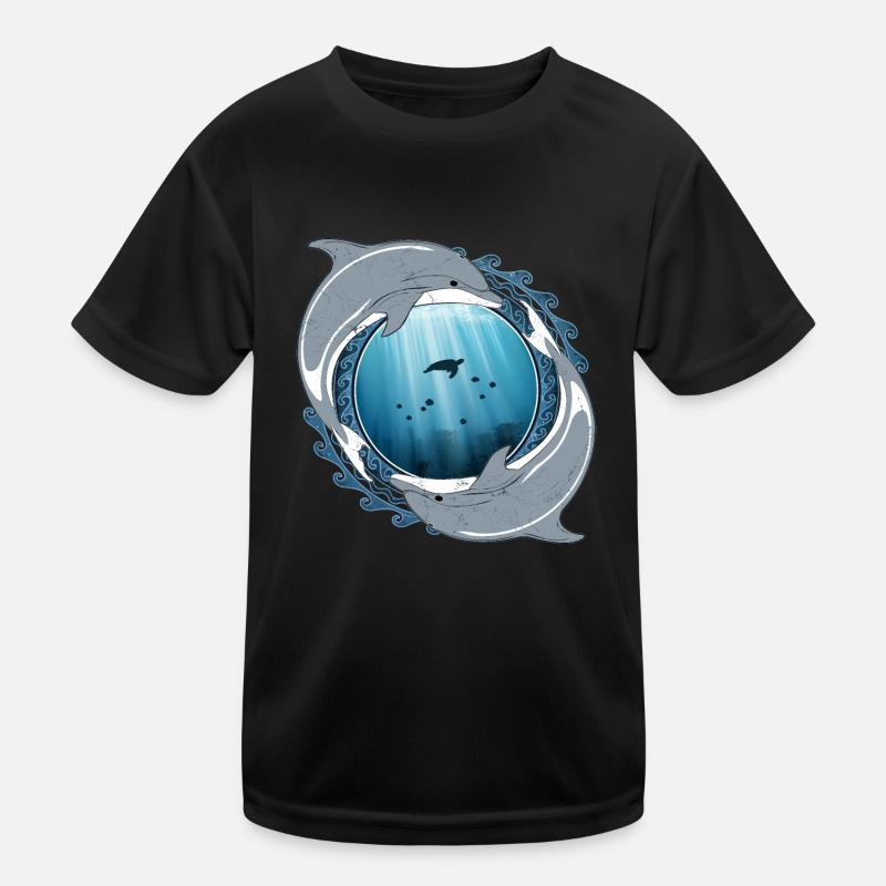Delfine - Kinder Funktions-T-Shirt - Schwarz