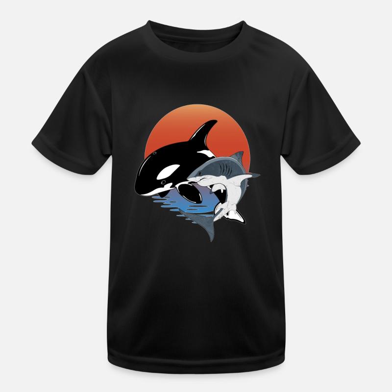 Orca - Kinder Funktions-T-Shirt - Schwarz