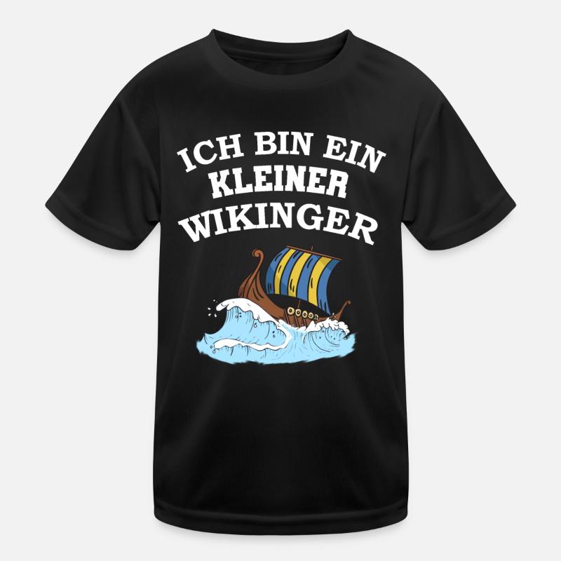 Ich bin ein kleiner Wikinger Boot mit Wellen Kinder Funktions-T-Shirt