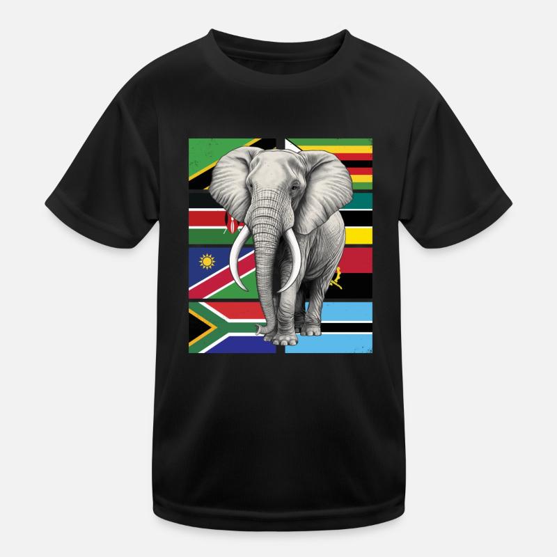 Elefant Flaggen Afrikas Kinder Funktions-T-Shirt