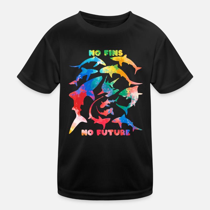No fins no future Regenbogenfarben Kinder Funktions-T-Shirt