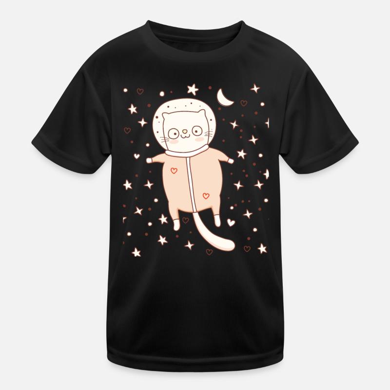 Cute kitten in space outfit Kids Functional T-Shirt