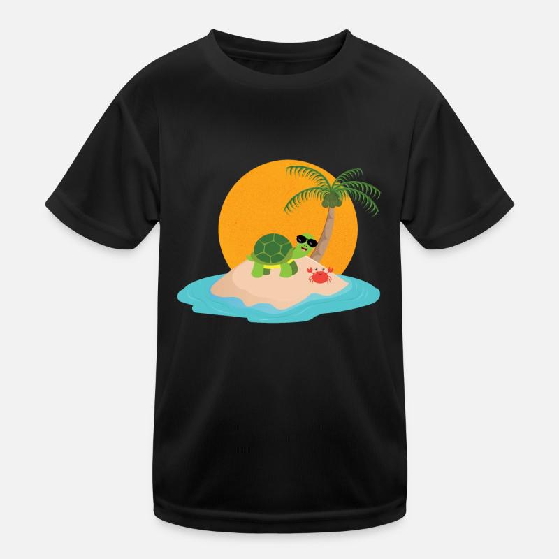 Coole Schildkröte auf Insel Kinder Funktions-T-Shirt