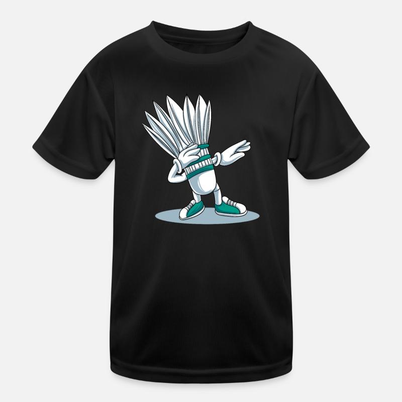 Funny Badminton Dab Dabbing Badminton Kids Functional T-Shirt