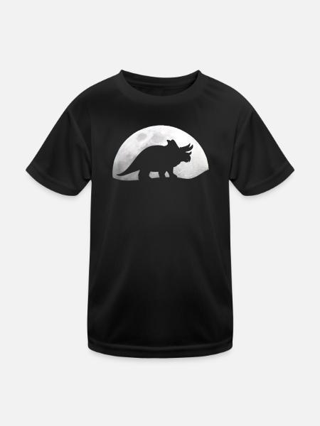 Dinosaurier Mond Triceratops Dino Paläontologie - Kinder Funktions-T-Shirt - Schwarz - Vorne