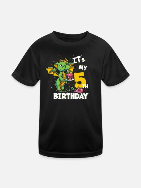 Dragon Vert 5ème Anniversaire - T-shirt sport Enfant - noir - Devant
