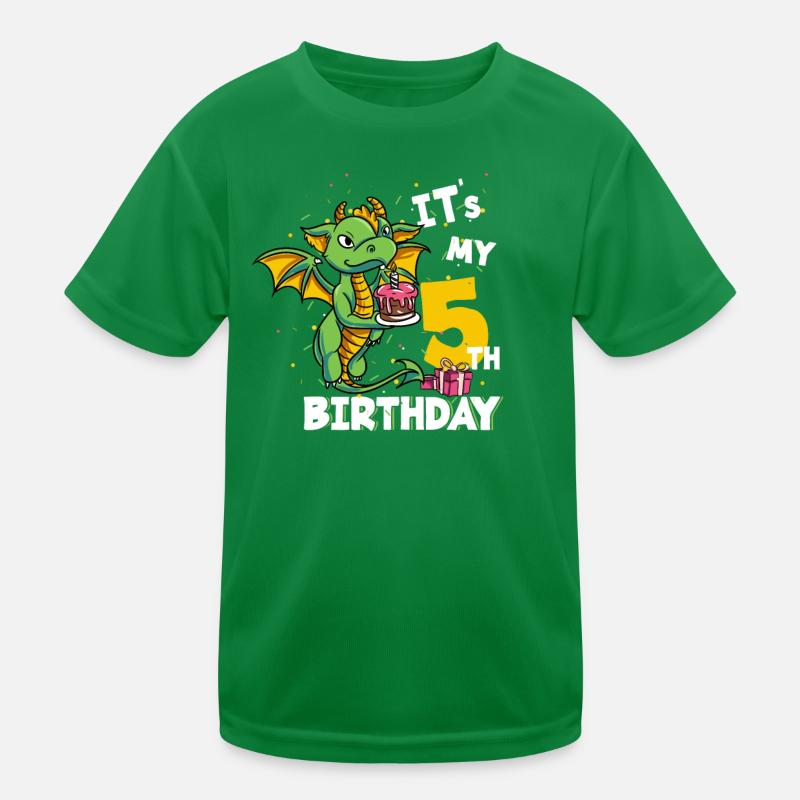 Dragon Vert 5ème Anniversaire T-shirt sport Enfant