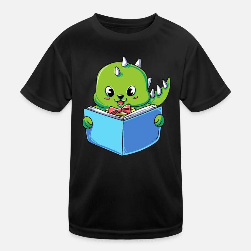 Dinosaur reading a book Kids Functional T-Shirt