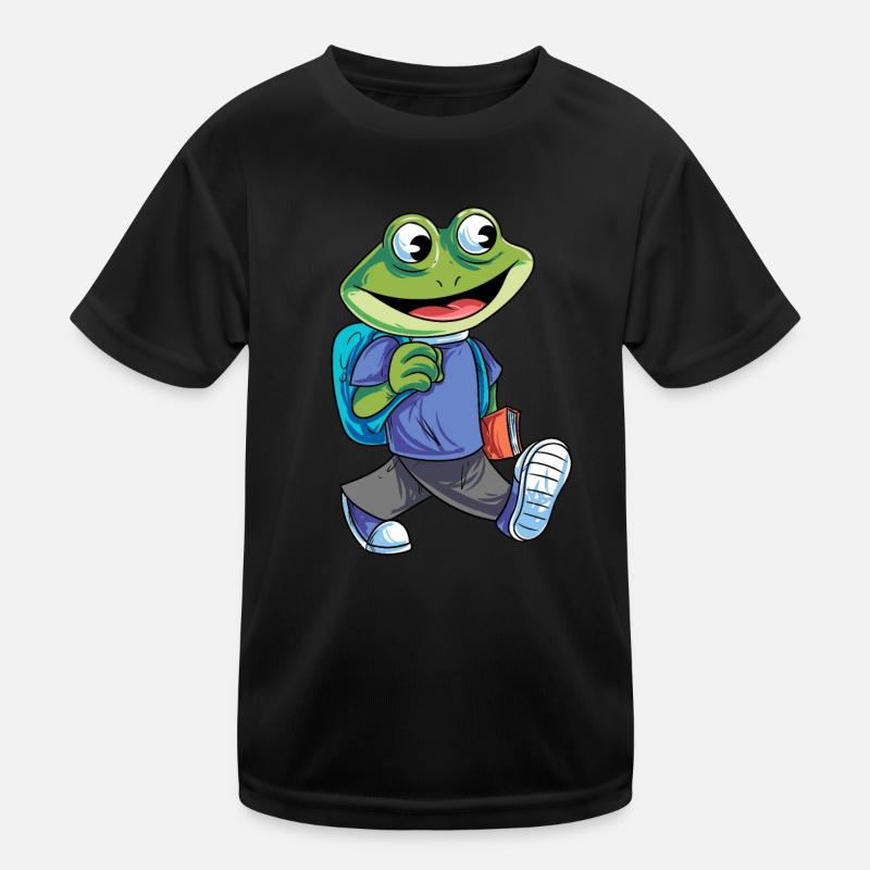 Frog on its way to school Kids Functional T-Shirt