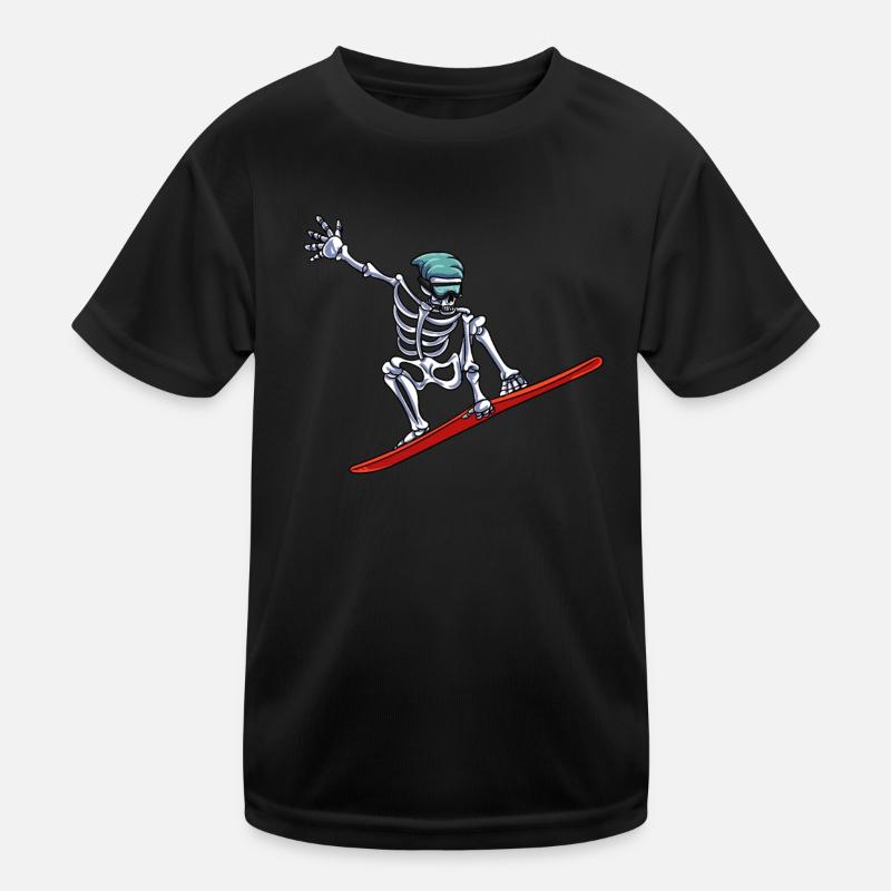 Skeleton Snowboard Kids Functional T-Shirt